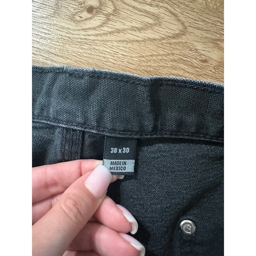 Carhartt Double Knee Pants Mens 38x30 Black Faded Duck Canvas Carpenter Workwear